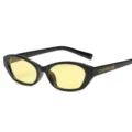 Modische schwarze Sonnenbrille mit gelben Gläsern für Damen, perfekt für Streetstyle. - Schwarzer Rahmen Gelbe Gläser