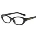 Modische schwarze Katzenaugen Sonnenbrille für Damen, trendige PC Brille Hauptansicht. - Schwarzer Rahmen Anti-Blaulicht-Gläser