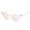 Modische transparente Cat-Eye-Sonnenbrille mit hellrosa Gläsern für Damen tägliche Mode - Transparenter Rahmen Rosa Gläser