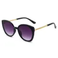 Women fashion cat eye sunglasses with metal chain temples stylish gradient sun glasses new - Black Frame Dual Grey
