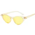 Modische Damen Katzenaugen Sonnenbrille Transparente Braune Fassung Gelbe Gläser - Transparent Gelb
