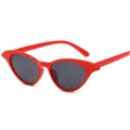 Rote Katzenaugen Sonnenbrille für Damen, trendige Vintage Mode Brille mit dunklen Gläsern chic. - Roter Rahmen Graue Gläser