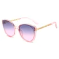 Pink gradient sunglasses with metal chain temples chic stylish sun glasses for women. - Pink Frame Pink Blue
