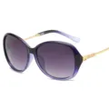 Donna moda retro occhiali da sole oversize con sfumatura viola e stanghette dorate. - Montatura Nero Sfumato
