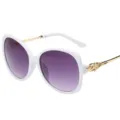 Damen Oversize Sonnenbrille Retro Mode Farbverlauf lila UV Schutz chic Brille - Massiver weißer Rahmen