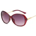 Occhiali da sole retro oversize da donna con lenti sfumate viola e stanghette in metallo - Rosso Trasparente