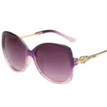 Grosse farbverlauf violett damen sonnenbrille mit goldenen metallbugeln und kristallen. - Violetter Verlauf