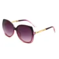 Oversized fashion sunglasses for women with gradient purple lenses and gold chain temples. - Gradient Purple Frame Gradient Purple