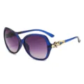 Women fashion gradient sunglasses with rhinestone gold temple details for daily outdoor wear. - Blue Frame Gradient Gray Lens