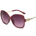 Koreanische übergroße Vintage Sonnenbrille für Damen mit Strass-Dekor und UV-Schutz. - Rosaroter Rahmen
