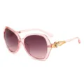 Gafas de sol de moda para mujer en rosa degradado con patillas doradas de pedrería. - Montura Rosa Transparente Lentes Gris Degradado
