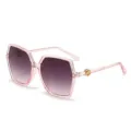 Chic occhiali da sole rosa oversize da donna, elegante protezione UV alla moda. - Montatura Rosa Lenti Grigie Sfumate