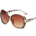 Große Damen Sonnenbrille mit Schildpatt-Rahmen, braunen Gläsern und Strasssteinen. - Tofumuster Rahmen Verlaufs-Tee
