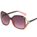 Vintage women's large frame sunglasses with elegant camellia flower and gradient lenses. - Gradient Red Frame Gradient Gray Lens