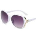 Damen Oversize Mode Sonnenbrille mit weißem Gestell Farbverlauf Gläser Strass Dekor Hauptbild - Solid Weißer Rahmen Verlaufs-Grau