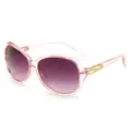 Modieuze oversized roze dames zonnebril met verloopglazen en goede UV-bescherming. - Transparant Roze Frame Paarse Lens