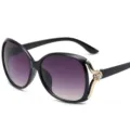 Damen große Rahmen Retro Farbverlauf Sonnenbrille mit schicken hohlen Strass Bügeln chic - Schwarzer Rahmen Grauer Verlaufsglas