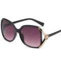 Classic stylish women large round frame sunglasses gradient lenses with camellia pearl detail. - Black Frame Gradient Gray Lens