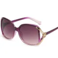 Oversized gradient purple womens sunglasses with chic pearl camellia flower temples - Gradient Purple Frame Gradient Gray Lens