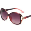 Damen Grosse Rahmen Sonnenbrille mit Farbverlauf Linse Retro Mode Brille Gold Hohl Kristall - Transparenter Roter Rahmen Verlauf Rot