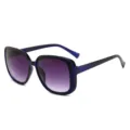Oversized square sunglasses for women, gradient purple lenses with trendy vintage frames. - Large Square Retro Style (2569) / Deep Blue Frame Double Grey Lens