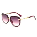 Gafas de sol mujer rosa degradado polígono, elegantes patillas de metal dorado para protección sol. - Montura Morada Lentes Degradadas Moradas