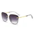 Gafas de sol de mujer sin montura degradado estilo moda protección UV al aire libre - Marco Gris Transparente Lentes Grises Degradados