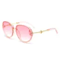 Gafas de sol ovales degradadas mujer moda rosa lujo diseñador chic y elegantes - Montura rosa transparente lentes rosas