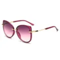 Occhiali da sole alla moda da donna con lenti sfumate e aste in metallo per un look chic. - Montura Viola Lenti Sfumate Viola