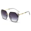 Women's Fashion Octagonal Rhinestone Sunglasses Gradient Lenses Luxury Chic Eyewear - Transparent Grey Frame Gradient Grey Lens