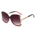 Damen Oversize Farbverlauf Sonnenbrille mit goldenen Metallketten für Strand und Alltag - Lila Rahmen Verlauf Lila Bügel