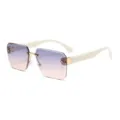 Lunettes de soleil sans monture dégradé pour femmes, tendance et élégante protection. - Beige