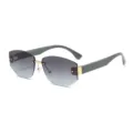 Gafas de sol sin montura de moda con lentes degradadas y patillas verdes para conducir. - Gris