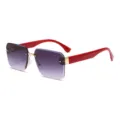 Lunettes de soleil femme sans monture verres dégradés et branches rouges UV chics - Rouge