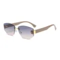 Gafas de sol sin montura degradadas estilo vintage retro chic para mujeres y hombres moda - Café
