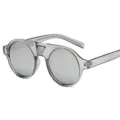 Lunettes de soleil rondes transparentes grises avec protection UV pour tous les jours. - Monture Grise Verre Mercure
