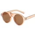Lunettes de soleil rondes transparentes à double pont et protection UV élégante. - Monture Thé