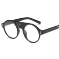 Lunettes de soleil rondes noires classiques pour hommes et femmes, protection UV. - Monture Noire Verre Transparent