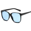 Grosse schwarze Sonnenbrille fuer Damen und Herren, UV-Schutz Auto Fahrsonnenbrille. - Schwarzer Rahmen Blaue Gläser