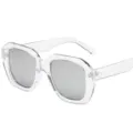 Transparente Oversize-Sonnenbrille mit silbernen Spiegelgläsern und stilvollem Design. - Transparenter Rahmen Silberne Verspiegelte Gläser