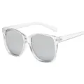 Transparente Sonnenbrille mit silbernen Spiegelgläsern, modischer Oversized UV-Schutz. - Transparenter Rahmen Silberne Verspiegelte Gläser