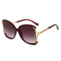 Damen große Fassung Farbverlauf Sonnenbrille mit Metallkette Bügel Strand Sonnenbrille - Violetter Rahmen Violette Bügel