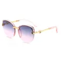 Rosa Farbverlauf Linse Luxus Designer Sonnenbrille Gold Metallrahmen UV Schutz Sonnenbrille - Transparenter rosa Rahmen, blau-rosa Linse
