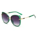 Occhiali da sole da donna cat-eye alla moda con lenti sfumate e stanghette in metallo. - Montatura Verde Lenti Sfumate Viola