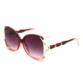 Women oversized gradient sunglasses with chic gold metal frame and stylish temples. - Red Frame Gradient Red