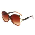 Women large frame sunglasses with brown gradient lenses and stylish gold metal design. - Brown Frame Gradient Brown