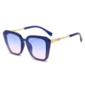 Grote modieuze zonnebril voor dames en heren, verlooplenzen, chic blauw montuur. - Blauw Montuur Blauw-Roze Verloop Lens
