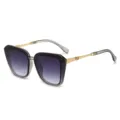 Grote modieuze zonnebril met verloop en chique geweven metalen pootjes voor heren dames. - Grijs Frame Dubbel Grijs