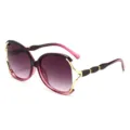 Chic oversized gradient sunglasses for women, elegant pink shades with gold metal trim. - Purple Frame Gradient Purple