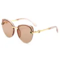 Damen große Fassung Farbverlauf Sonnenbrille Retro Metallbügel UV-Schutz Brille Schick - Tee Rahmen Tee Gläser